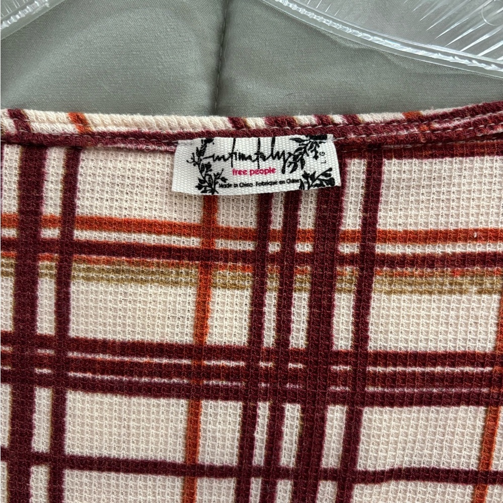 Free People Intimately Home Alone Plaid Long John Pajamas - Picture 3 of 7